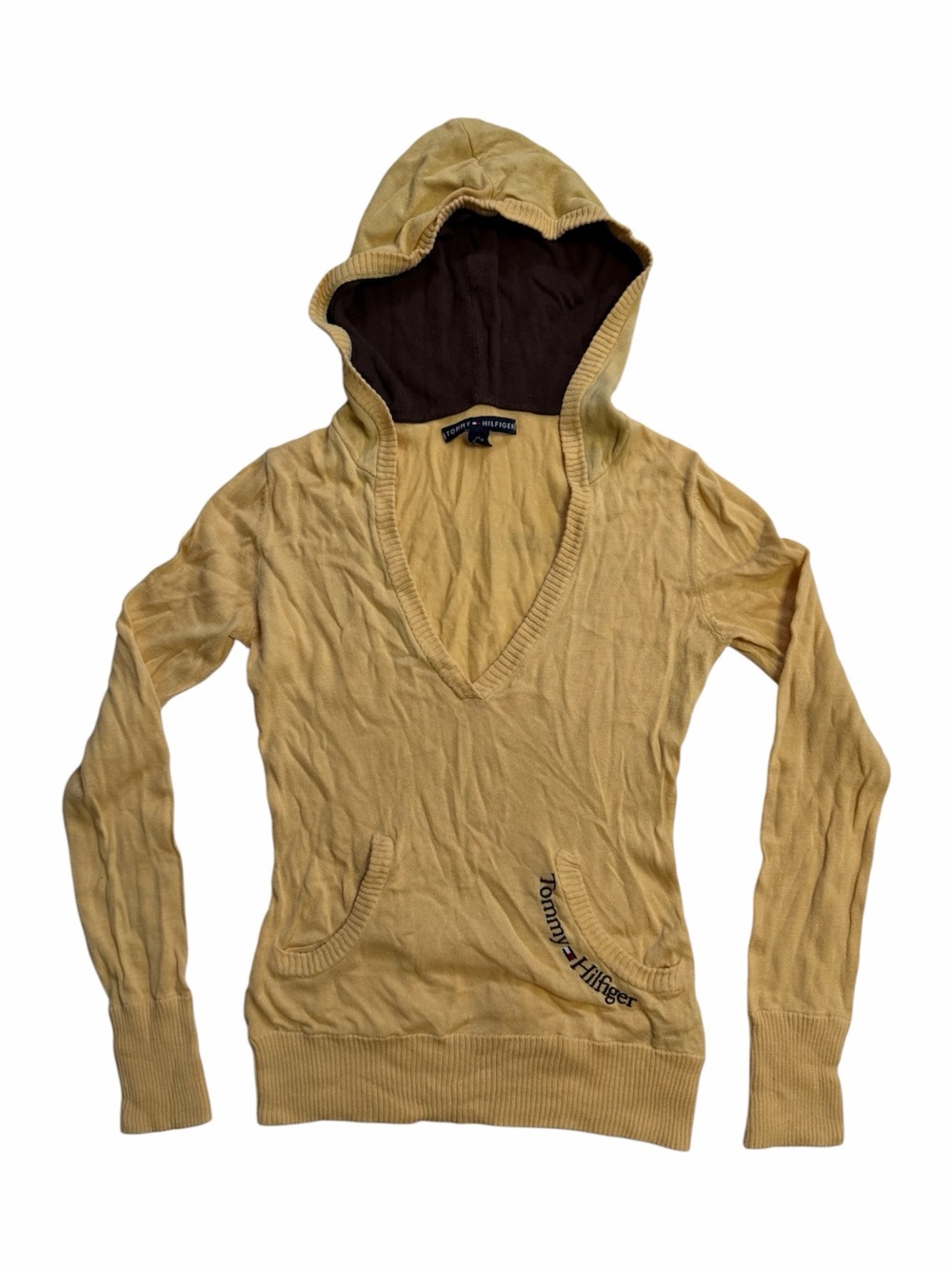 Y2K 2007 Tommy Hilfiger Yellow Hooded Sweater 100% Cotton